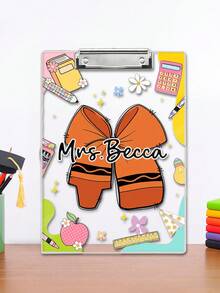1pc Custom Teacher Pencil Clipboard, Personalized Teacher Acrylic Coquette Clipboard, Custom Teacher Name Clipboard, Cute Teacher Pencil Bow Clipboard, Teacher Appreciation Gifts, Teacher Gift, Personalized Gifts, Holiday Decorations, There Are 16 Colors To Choose From,Back To School,School Supplies