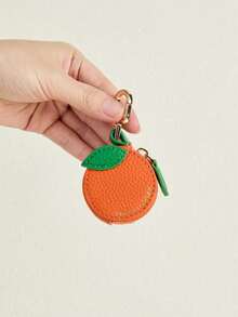 Mini portmonetka na monety z zawieszką w kształcie owocu pomarańczy, kompatybilna z Airtagiem, prezent dla dziewczyny, kobiety, portfel damski, mini portfel, portfel na monety, portfel