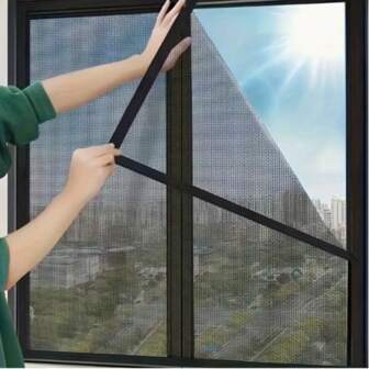 1 pezzo Zanzariera semplice e nera per finestra, autoadesiva, senza bisogno di foratura per l'installazione, rete antizanzare a maglia fitta