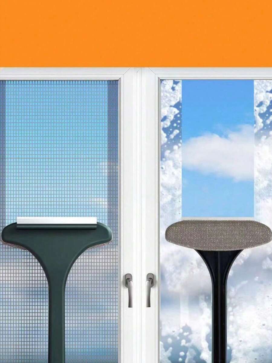Cepillo de limpieza de ventanas de mango largo y multiuso, reutilizable, removedor de polvo con limpiacristales, herramienta universal para limpiar mallas de ventana