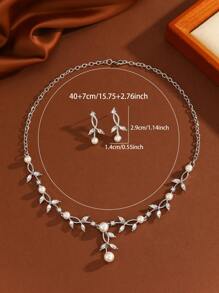 3pcs Crystal Leaf Women Jewelry Set - Earrings And Necklace, Elegant For Formal Occasions
