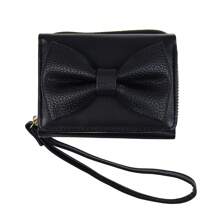 1pc Korean Style Bow Design Short Wallet Fashion Minimalist PU Leather Tri-Fold Coin & Card Purse Suitable For Girls Women Office Ladies Great For Work Business Trip Commuting Outing Travel