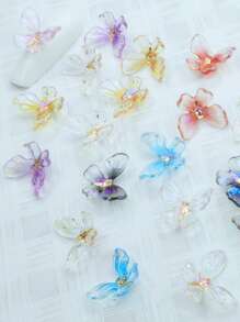 30 pezzi/confezione Decorazioni per unghie 3D in resina traslucida colorata a forma di farfalla, accessori fai-da-te