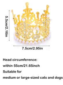 1pc Pet Birthday Crown Hat, Cat Birthday Crown Hat, Dog Birthday Crown Hat, Cat & Dog Pearl Crown Hat