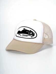 1pc Men's Embroidered Trucker Cap, Fashionable Elements Baseball Hat For Outdoor Sun Protection, Casual, Spring, Autumn Travel, Beach Vacation - Baseball Cap - View 11