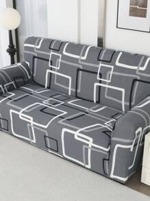 1pc High-End Minimalist Black And White Frame Abstract Art Sofa Cover, Elastic All Inclusive Sofa Cover, All Season Universal Sofa Cover