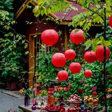 6pcs/12pcs Lantern, Red And Orange Folding Paper Lantern, Multi Functional Hanging Decoration Suitable For Spring Festival, Birthday, Wedding Anniversary Courtyard, Harvest Season, Halloween, Christmas, Various Festivals, Adding A Romantic Atmosphere, Party Decorations. Party Decoration