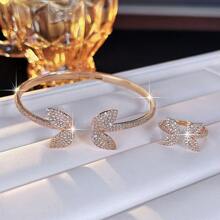 1 pulseira aberta de zircônia cúbica incrustada, elegante e versátil