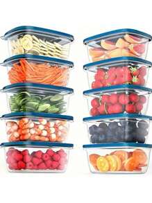 10 pezzi Contenitori per alimenti impilabili con coperchi, scatole per il pranzo in plastica, adatti per cereali, carne, frutta e verdura - lavabili in lavastoviglie e microonde, per la conservazione in cucina, decorazione della stanza, adatti per cucina, ristorante, feste, campeggio, riunioni, regalo per amici e familiari, forniture per il ritorno a scuola