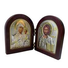 Icône en bois de Jésus Statues doubles de la Vierge Marie Décoration religieuse Cadeau de Noël, de Pâques, pour la maison, la culture, l'église