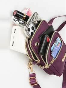 Women's Casual Sports Outdoor Phone Pouch Wristlet Arm Band Multi-Layer Solid Color Coin Wallet Crossbody Bag Wallet Shoulder Bag Women's Wallet And Purse Bag Ladies' Handbag For Women Wallet Purse Wallet - Black - View 7