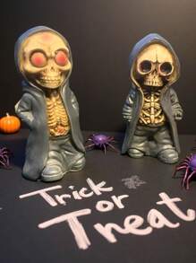 1 Stück neuer stehender Skelett Dekoartikel für Halloween, kreativer Horror Maske Menschliche Resin Figur, Schulmaterial, Rückkehr zur Schule