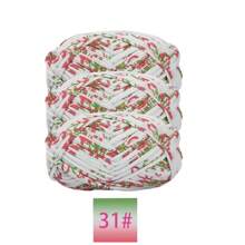 3 pièces Ruban de satin en polyester, environ 300g, mélange multicolore de fil doux en tissu - pour pantoufles au crochet DIY, sacs, panier de rangement (design d'emballage assorti)