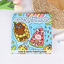 1PC Cozy Friends: Coloring Book For Adults And Teens Featuring Super Cute Animal Characters With Easy And Simple Designs For Relaxation (Cozy & Cute Coloring),Back To School,School Supplies - A - View 2