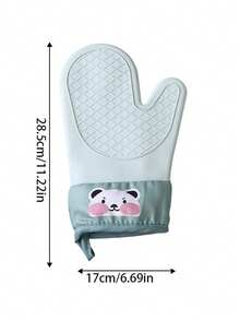 1件装家用防烫隔热手套厨房耐高温加厚硅胶微波炉棉防滑烘焙烤箱手套 - 彩色 - 查看 4