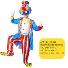 Man's Fancy Dress Up,Adult Costume Of Joker/Clown,Just Hat And Clothes, No Props Wig/Red Nose/Gloves/Glasses/Shoes,Suitable For Stage Performances/Road Shows