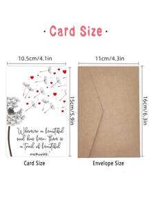 1 Elegant Black & White Condolence Card With Red Hearts & Dandelion Design - Thoughtful Message For Any Occasion, Includes Red Envelope, Condolence Card | Elegant Card Design | Detailed Illustration, Condolence Cards For All Occasions