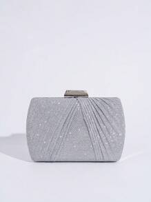 Bolso de mano con pliegues brillantes, bolso con cadena para el hombro y bandolera, bolso versátil de fiesta formal para mujer
