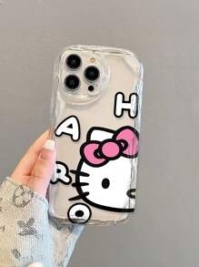 Sanrio Minimalist Big Face Hello Kitty IPhone Case Compatible With IPhone 11/12/13/14/15/16 Pro/Pro Max/Plus, Clear Soft Shell With Oversized Graphic, Stylish Protective Case For Daily Use