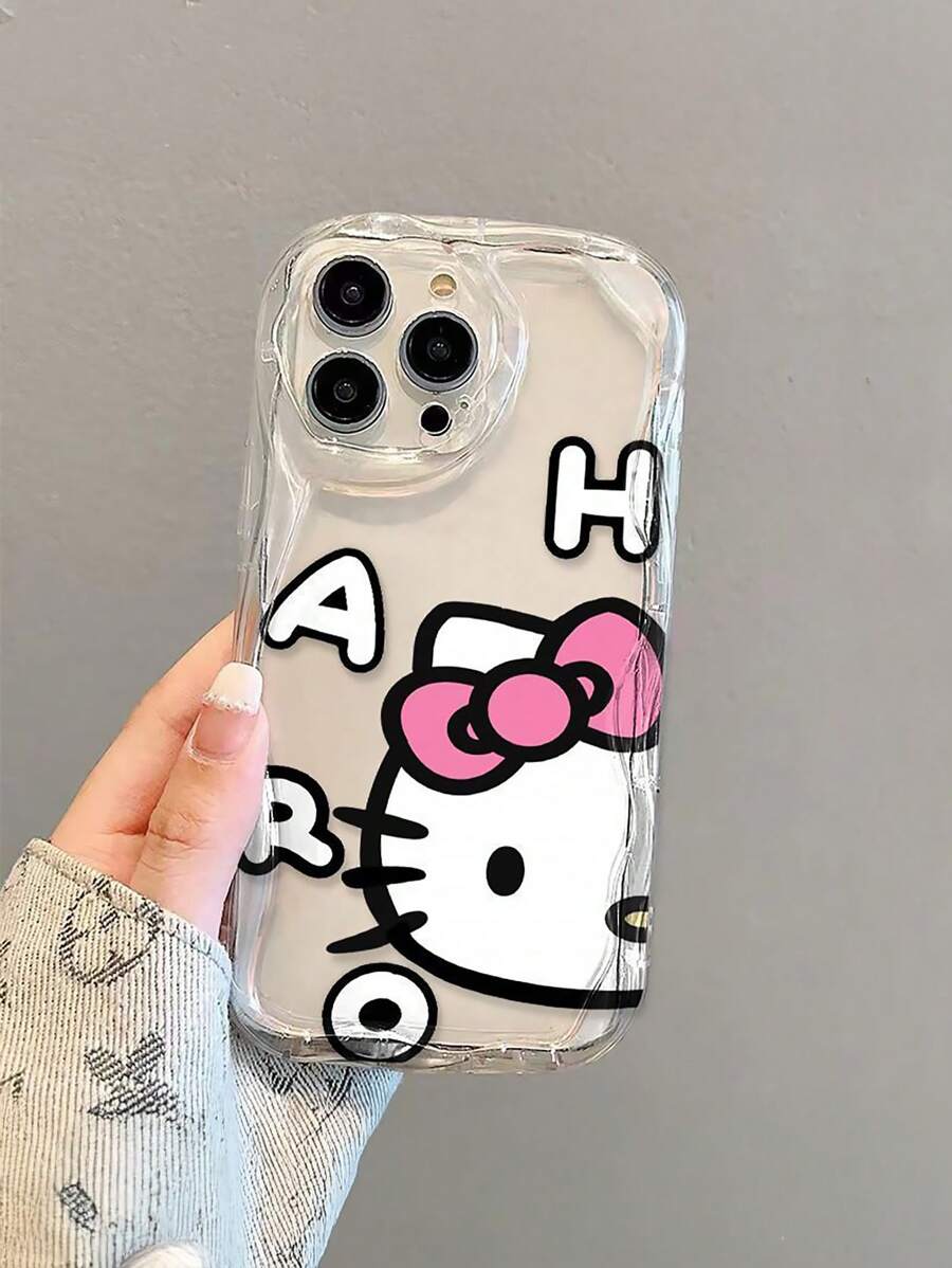 Sanrio Minimalist Big Face Hello Kitty IPhone Case Compatible With IPhone 11/12/13/14/15/16 Pro/Pro Max/Plus, Clear Soft Shell With Oversized Graphic, Stylish Protective Case For Daily Use