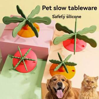 1pc Pet Slow Feeder Bowl, Silicone Anti-Choking Dish Suction Cup Feeder For Dogs, Large Breed