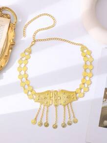 1 pieza Cinturón marroquí chapado en oro para mujer, cinturón de novia argelina bohemia para boda, accesorio para festival y fiesta, regalo para ella