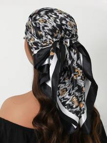1 peça de cachecol moderno para todas as estações, cachecol quadrado estampado para mulheres, bandana feminina para uso diário, novo lenço de cabeça com proteção solar