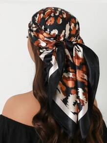 1pc 35.4 Inch Square Scarf, Fashion Printed 90cm Scarf Shawl Neckerchief Luxury Silk Feeling For Women, All Season