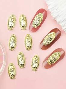 10pcs/Bag 3D Zinc Alloy Nail Art Decorations, Y2K Inspired Golden Accents For DIY Manicures, Fashionable & Versatile Nail Accessories,