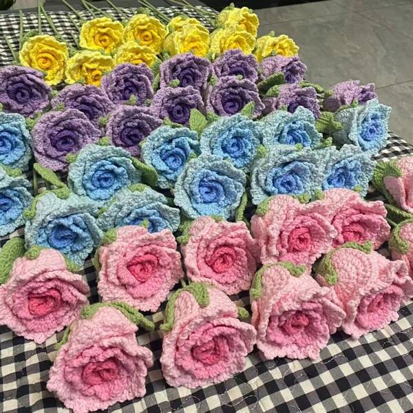 1pc Hand-Crocheted Yarn Flower, Luo Shen Flower Bouquet, Valentine's Day, Best Friends, Everlasting Flower, Wedding Gift