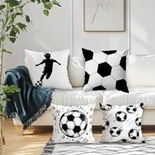 1 Peça Capa de Almofada Decorativa com Tema de Futebol, 45cm x 45cm - Veludo Pêssego Macio Poliéster, com Zíper, Lavável em Máquina, Adequado para Decoração Doméstica e de Escritório