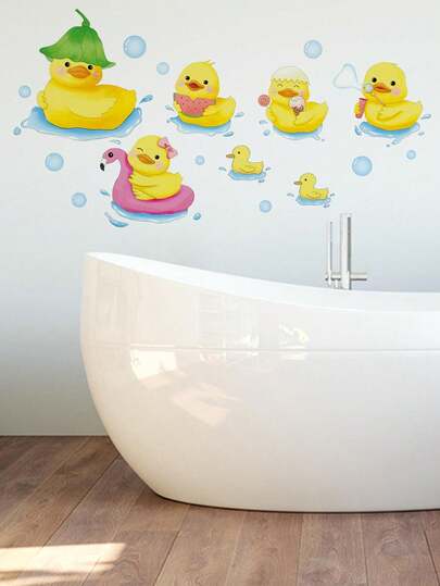 1 miếng dán tường họa tiết vịt hoạt hình, nhãn dán, decal dán tường, decal vinyl trang trí nhà cửa, vật dụng trang trí mùa xuân làm mới ngôi nhà của bạn, nhãn dán trang trí Rama