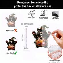 1pc/2pcs Halloween Creative 2D Acrylic Witch Pumpkin Dress Up Cat Decoration Decorations Home Decoration Room Decoration Perfect Halloween Bag Key Car Rearview Mirror Decorations Ideal Family & Friends Holiday Gifts Holiday Atmosphere Decorations.