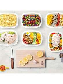10 pezzi Contenitori per alimenti impilabili con coperchi, scatole per il pranzo in plastica, adatti per cereali, carne, frutta e verdura - lavabili in lavastoviglie e microonde, per la conservazione in cucina, decorazione della stanza, adatti per cucina, ristorante, feste, campeggio, riunioni, regalo per amici e familiari, forniture per il ritorno a scuola