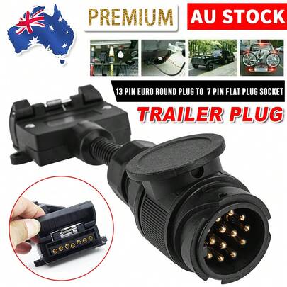 13 Pin Euro Round Plug 7 Pin Male Flat Socket Trailer Adaptor Caravan Connector Vehicle
