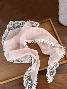 2pcs Women Beige And Pink Retro Floral Lace Triangle Scarf Headband, Fashionable And Versatile Flower Headband Suitable For Daily Outings, Parties, Makeup And Clothing Accessories. Valentine's Day Hair Band Turban Headband Sweatband, Hairband Fall Winter Hair Accessories For Women For Vacation Outfits Woman Women Bandanas Soft Headwrap