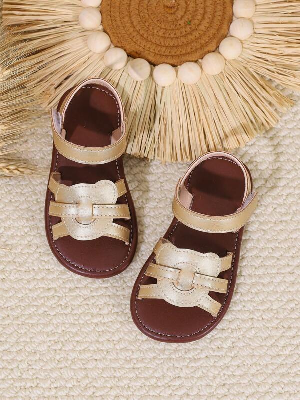 Girls' Open Toe Bear Pattern Sandals, Soft Sole Versatile Princess Shoes, Anti-Slip Fashion Beach Slippers, Spring/Summer 2025 New Collection