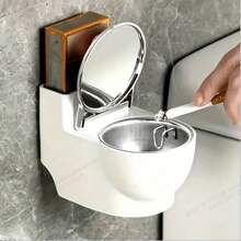1pc Fashionable Toilet Shaped Wall Hanging Decor, With Lid, Made Of Metal And Plastic, Rectangular Design, Suitable For Home, Living Room, Bedroom And Other High-End Occasions, No Electricity Required, Can Be Used As Home Decor, Party Gift, Christmas Gift, Etc. - Multicolor - View 8