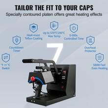Hat Heat Press, 4-In-1 Cap Heat Press Machine, 6 X 3in Clamshell Sublimation Transfer, LCD Digital Timer Temperature Control With 4pcs Curved Heating Elements (6x3/6.7x2.7/6.7x2.7/8.1x3.5) - View 4