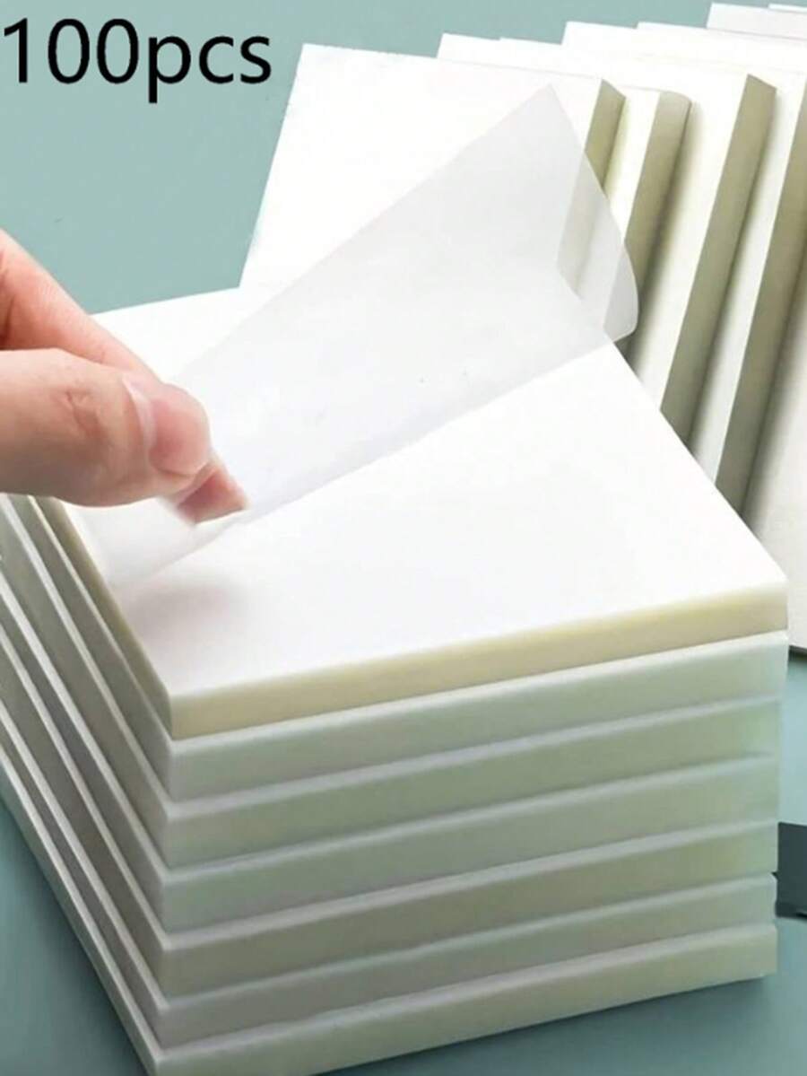 250/200/150/100/50 Transparent Sticky Notes, Notebooks, School Stationery, Office Supplies, PET Waterproof Transparent Sticky Notes With Good Adhesion, Hand Account Sticky Notes, Learning Sticky Notes,School Supplies,Back To School