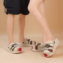 New Style Women's Cartoon Cute Hole Shoes Indoor Thick Soled Slippers For Men, EVA Casual Couple Style Flip-Flops Soft Soles Breathable Outdoor Beach High Heels Sandals - Khaki - View 3