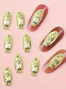 10pcs/Bag 3D Zinc Alloy Nail Art Decorations, Y2K Inspired Golden Accents For DIY Manicures, Fashionable & Versatile Nail Accessories,