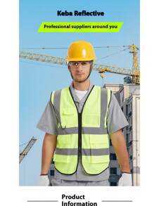 1 Stück Unisex Sicherheitsweste mit hoher Sichtbarkeit und Reflektoren, mehreren Taschen, leuchtend gelbe Sicherheitsarbeitskleidung für Baustelle/Lager/Straßenarbeit