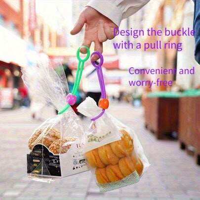 1/3/10/20件三色零食保鲜带创意食品密封圈扣，电线管理线收纳器，厨房收纳保鲜工具