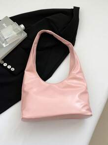 Borsa grande da donna per la primavera/estate, borsa per mamme, colore unito, decorata con borchie in stile motociclistico in PU, a forma di mezza luna, adatta per l'ufficio e lo stile casual, di stile coreano, regalo per la Festa della Mamma, borsa a tracolla, estiva, durevole, multifunzionale, con cerniera, adatta per viaggi di lavoro, grande capacità