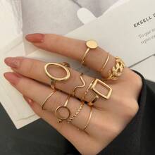 11 pièces/Set Bague de réunion à motif de feuille d'arbre géométrique, bijoux de style créatif et unique pour femmes élégantes