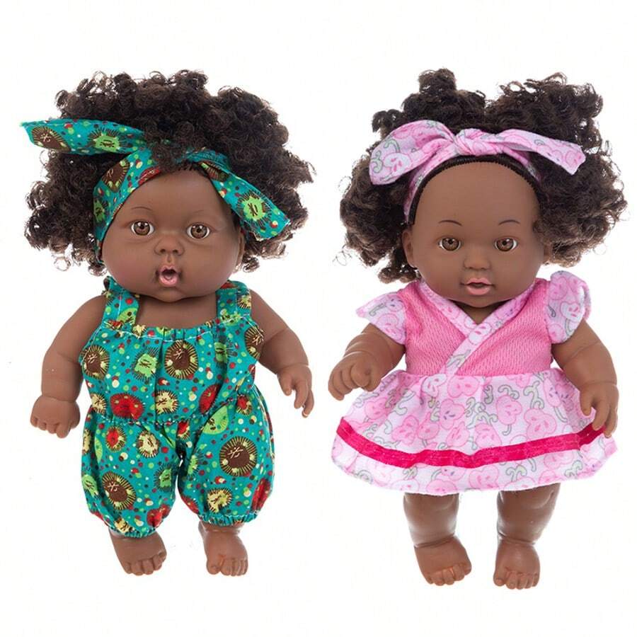 8 Inch/20cm Baby Doll With Headband And Clothes, Children's Educational Toy, Standing Size 8 Inches (20 Centimeters), Suitable For Party Games For Children Over 3 Years Old, Halloween/Christmas Gift - Multicolor - View 1