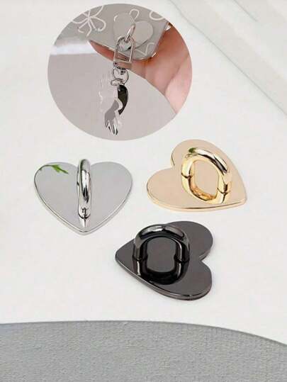 1/5/10pcs Heart-Shaped Metal Snap Buttons, Suitable For DIY Phone Case Lanyards, Phone Straps, In Gold, Silver, Black And Colorful, Phone Case Bag Hardware Accessories, Keychains, Keyring Clips, Smartphone Chains, Handmade Decorative Accessories, Smartphone Lanyards, Leaves No Trace, Compatible With All Android/Apple Series Smartphone Models Such As 17/16/15 Etc.