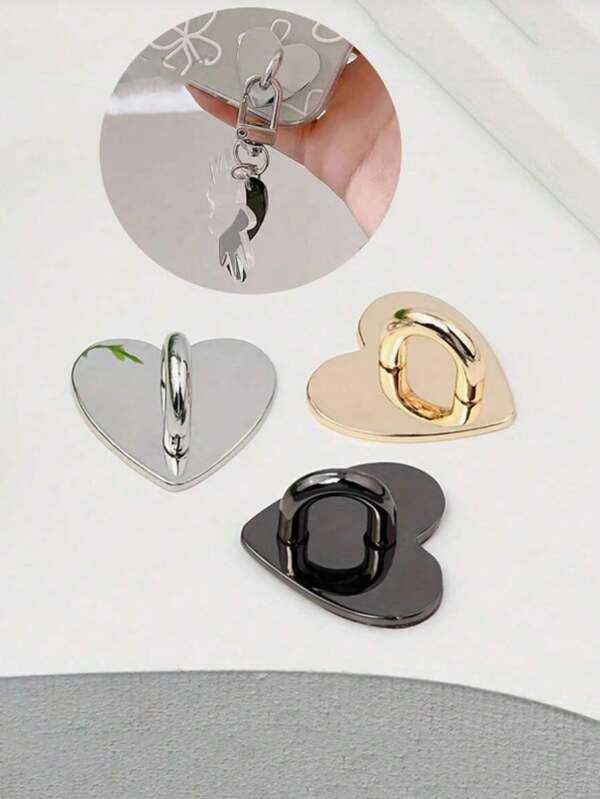 1/5/10pcs Heart-Shaped Metal Snap Buttons, Suitable For DIY Phone Case Lanyards, Gold, Silver, Black And Colorful, Phone Case Bag Hardware Accessories, Handmade Decoration Craft, Smartphone Strap, No Trace Adhesive