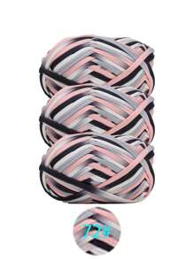 3 pièces Ruban de satin en polyester, environ 300g, mélange multicolore de fil doux en tissu - pour pantoufles au crochet DIY, sacs, panier de rangement (design d'emballage assorti)